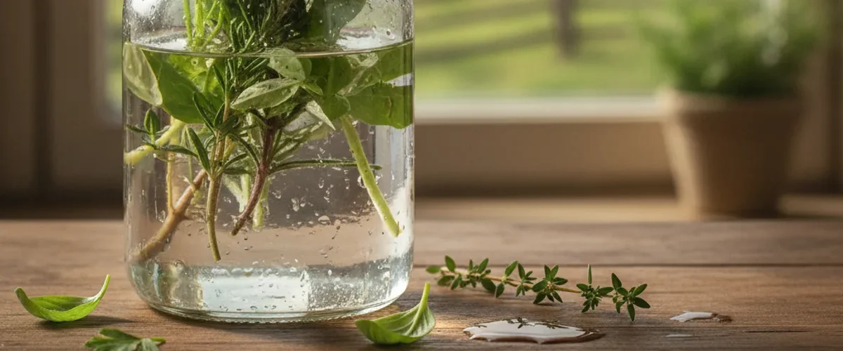 conserver herbes fraiches verre eau