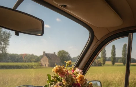 garder bouquet fleurs voiture plein soleil